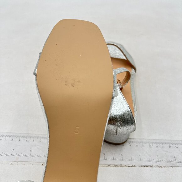 XYD Silver Open Toe Sandals Buckled Low Chunky Heel with Ankle Strap for Wedding - Picture 6 of 8